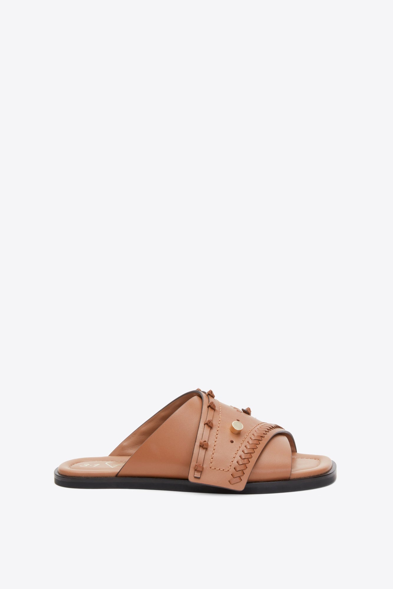 Crossover Slide Sandal with Leather Craft | Camel