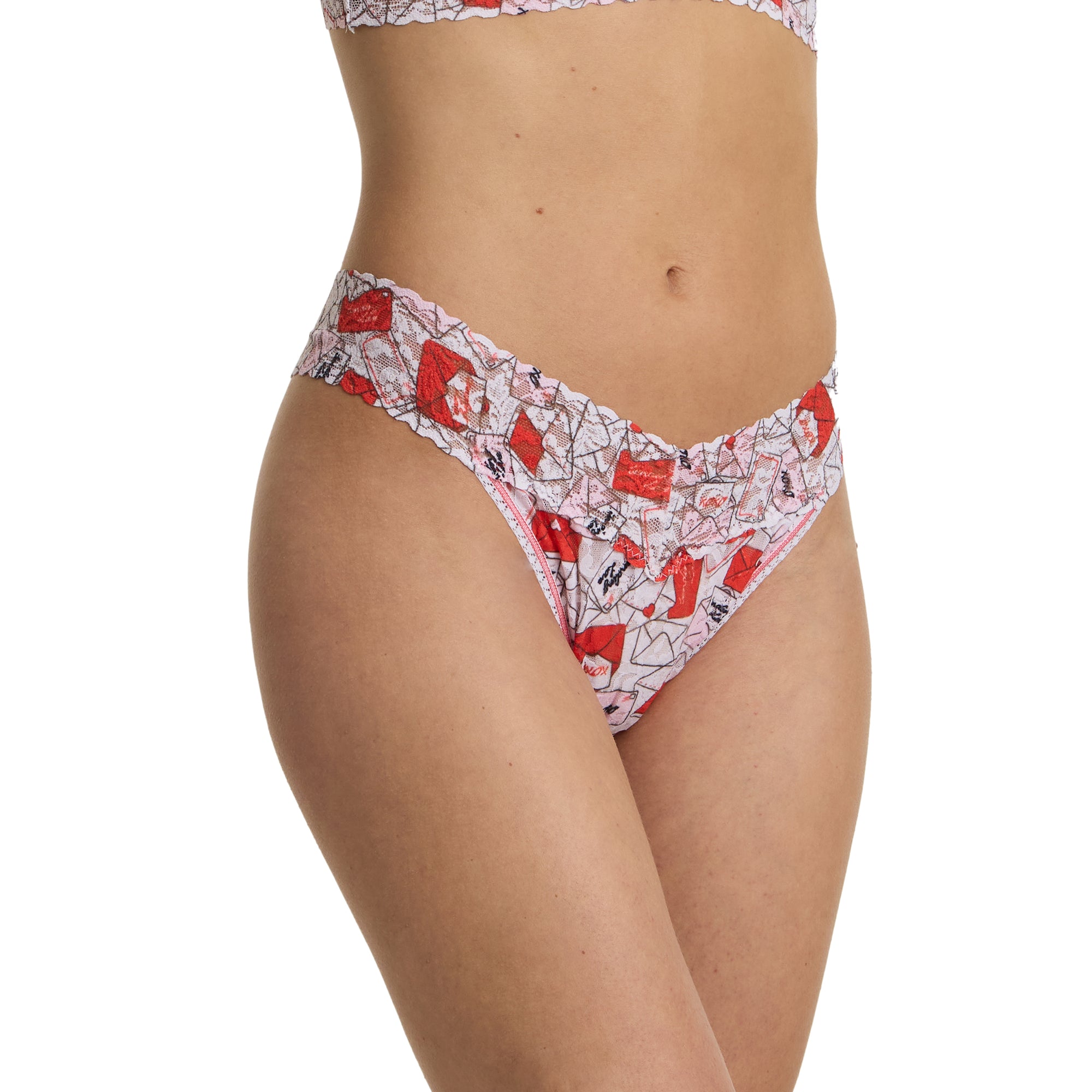 Signature Lace Original Rise Thong | With Love (White)