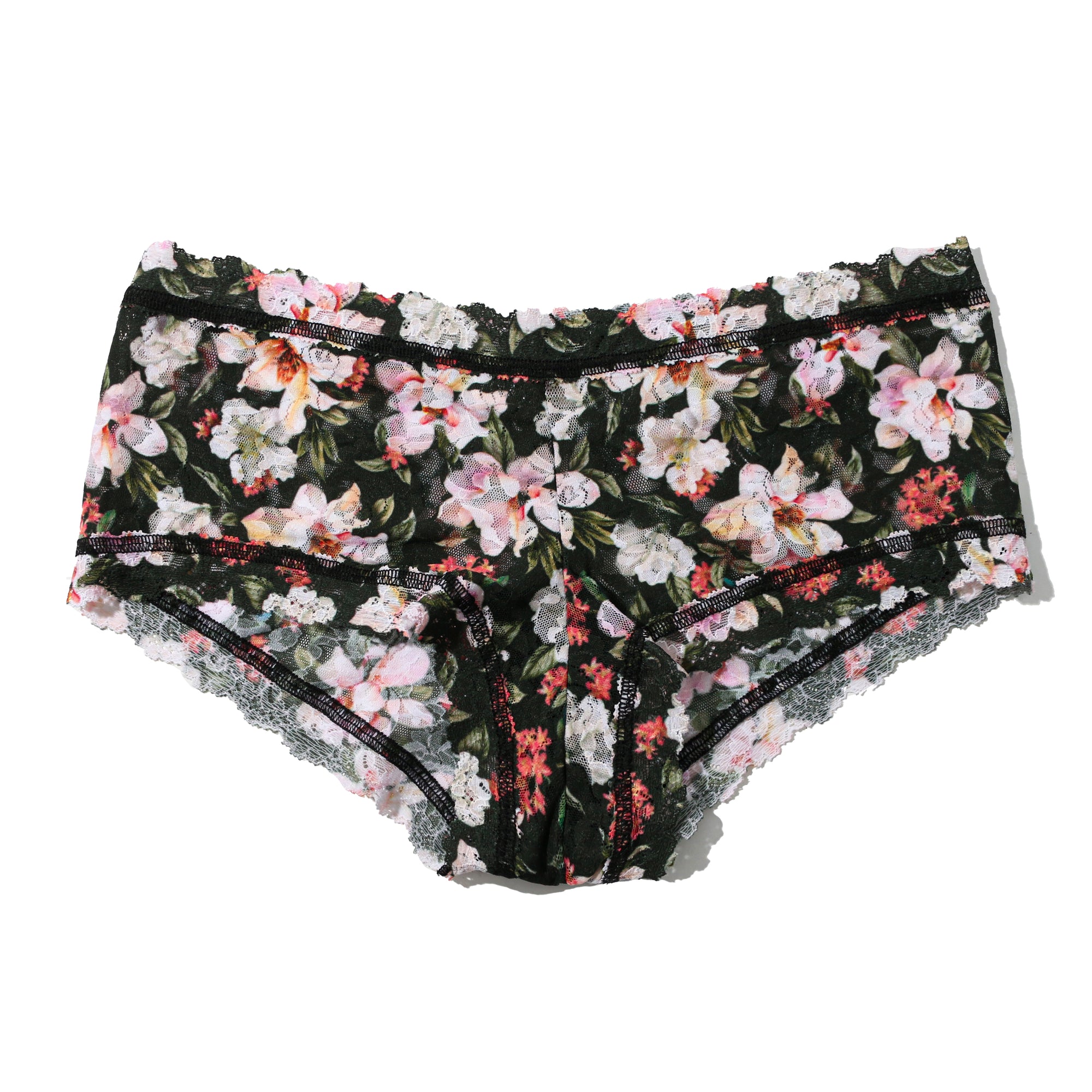 Signature Lace Boyshort | Dark Room Blooms (Black)