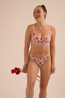 Signature Lace Original Rise Thong | With Love (White)
