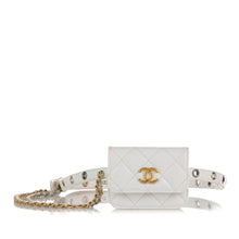 Chanel | Pre-Owned Punk Chain Leather Belt Bag | White