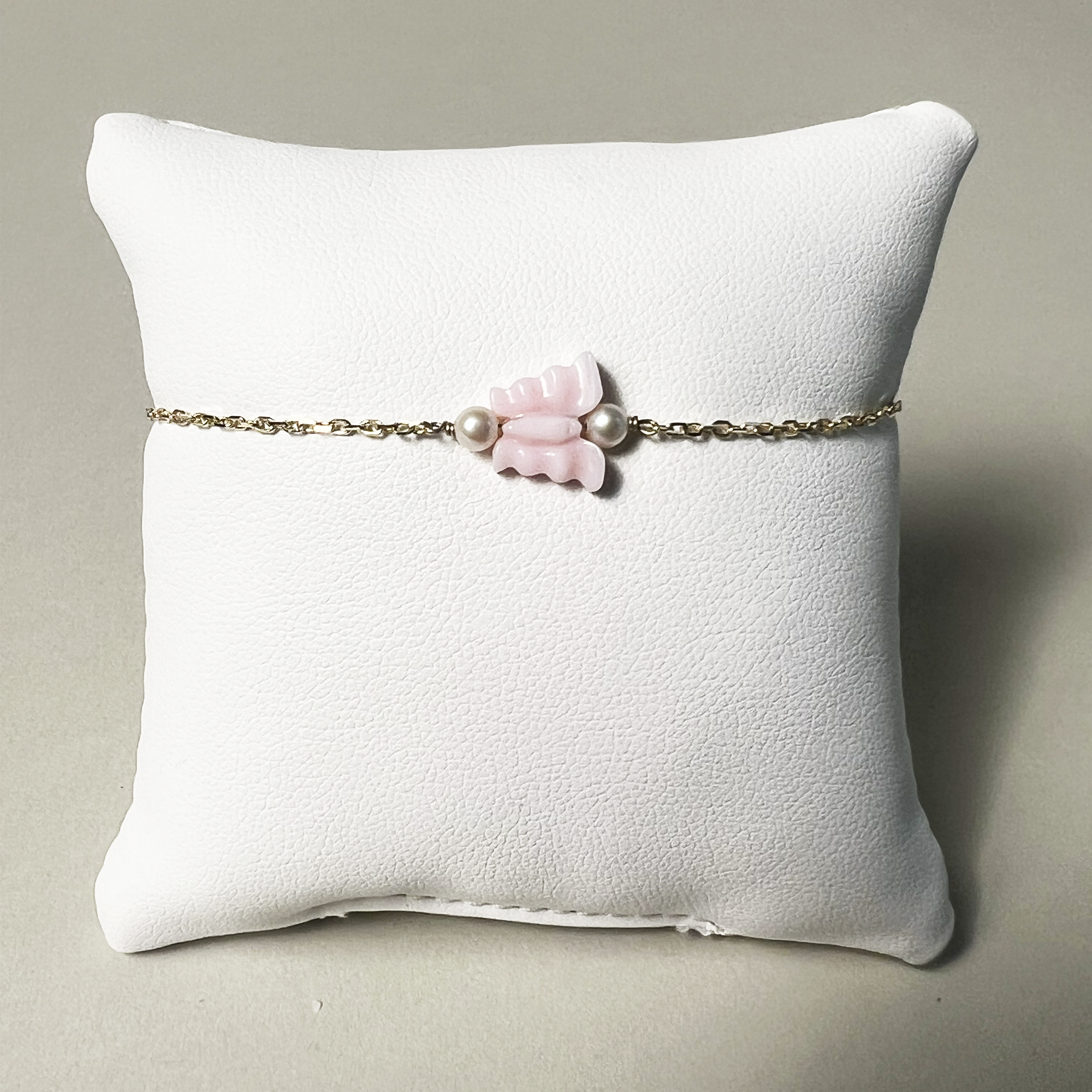 Pink Butterfly MOP Bracelet | 10K Yellow Gold | Pink Mother Of Pearl