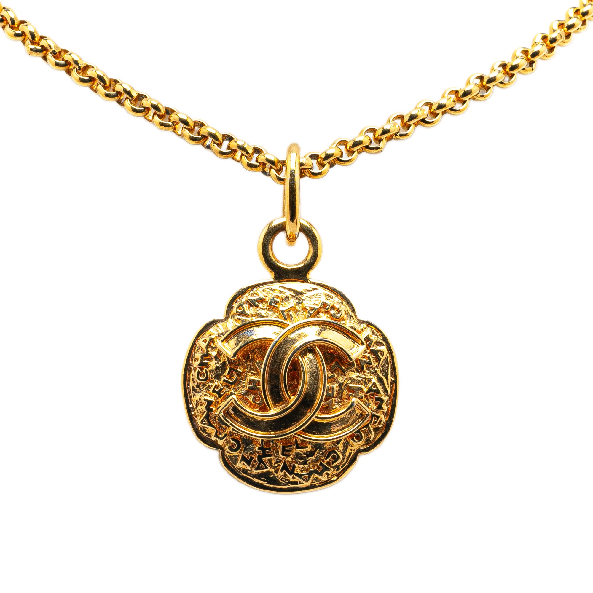Chanel | Pre-Owned Gold Plated CC Medallion Pendant Necklace | Gold