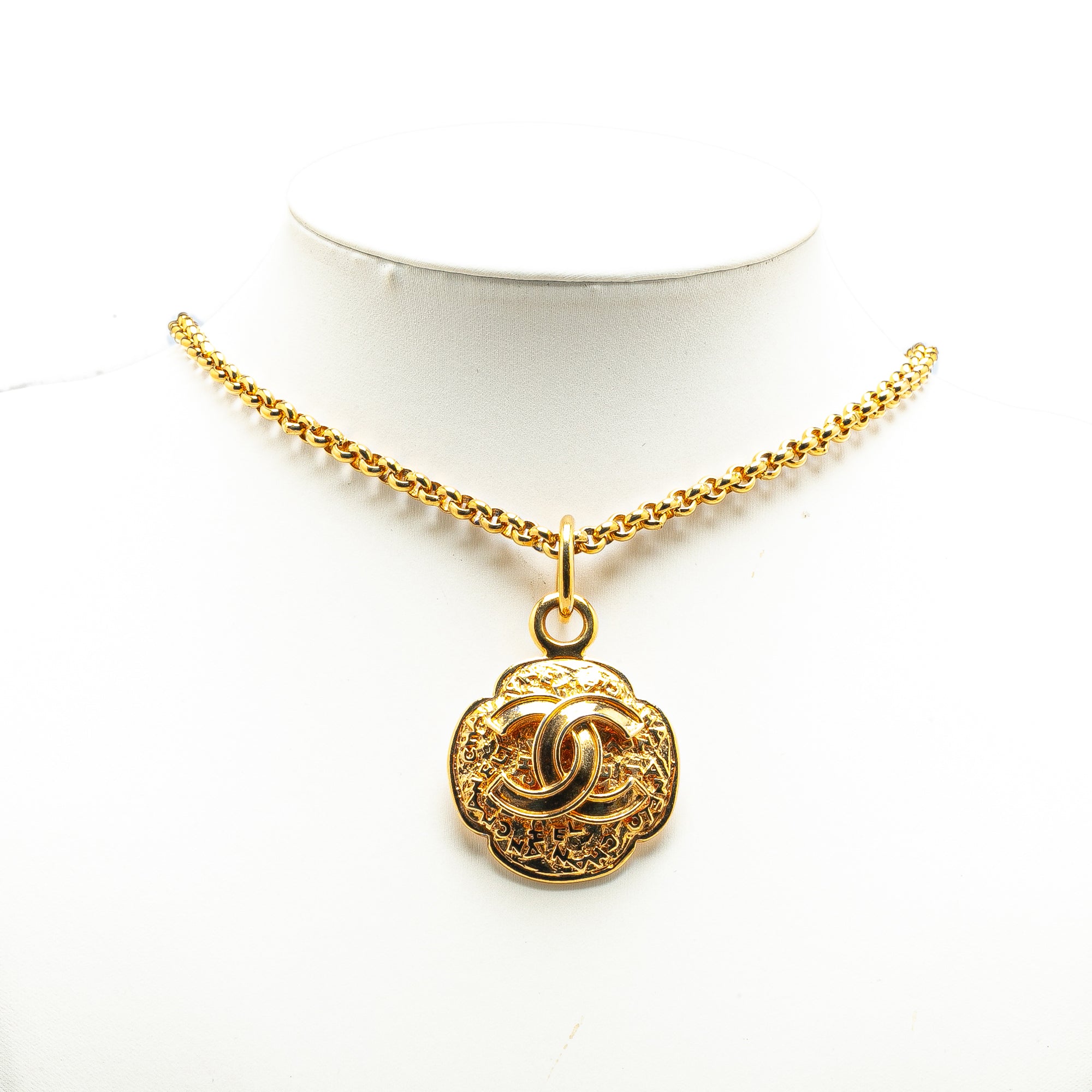Chanel | Pre-Owned Gold Plated CC Medallion Pendant Necklace | Gold