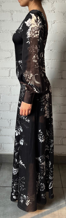 Dea Long Dress | Black/White