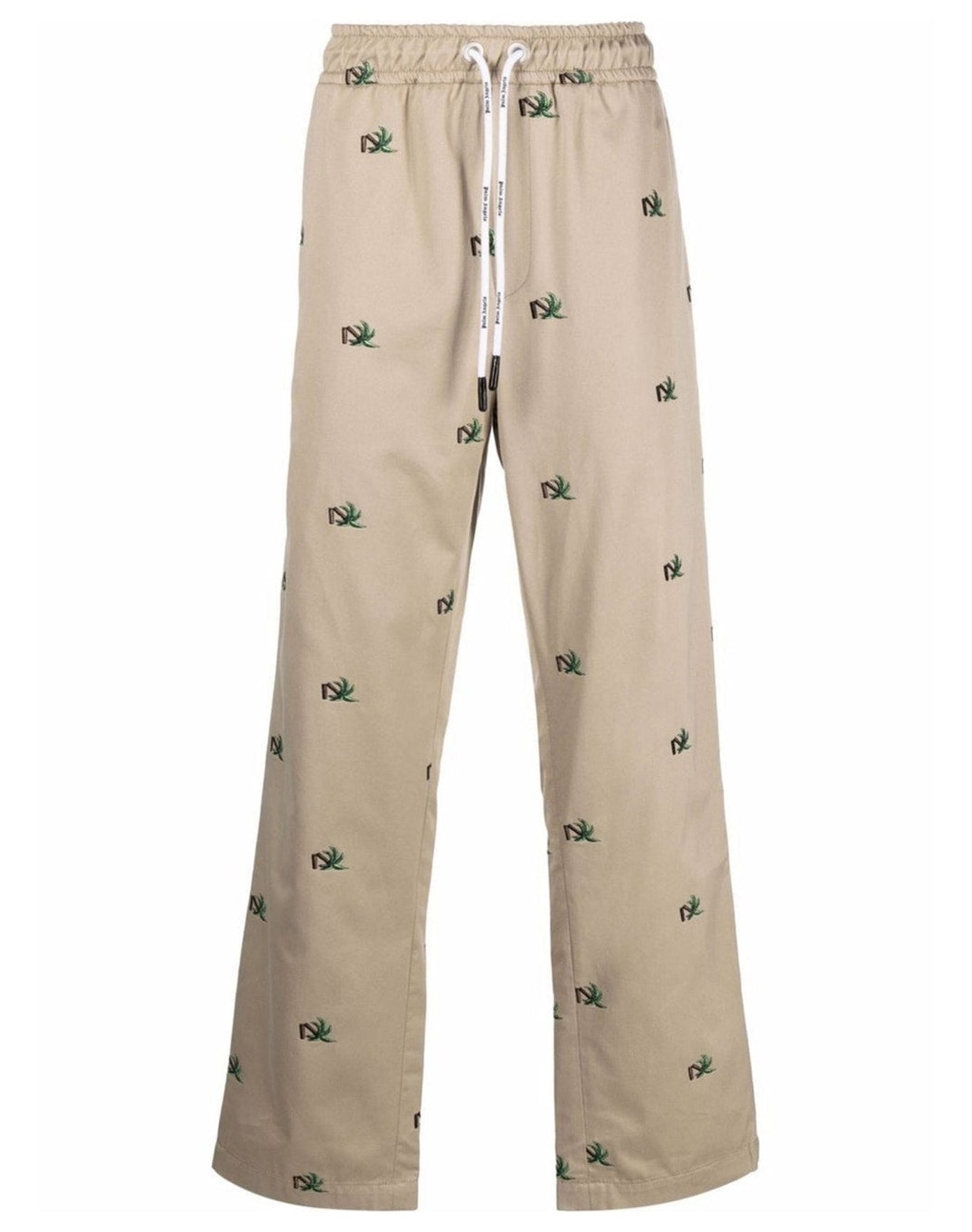 Palm Angels | Men | Broken Palm Drawstring Chino Pants | Beige x Green