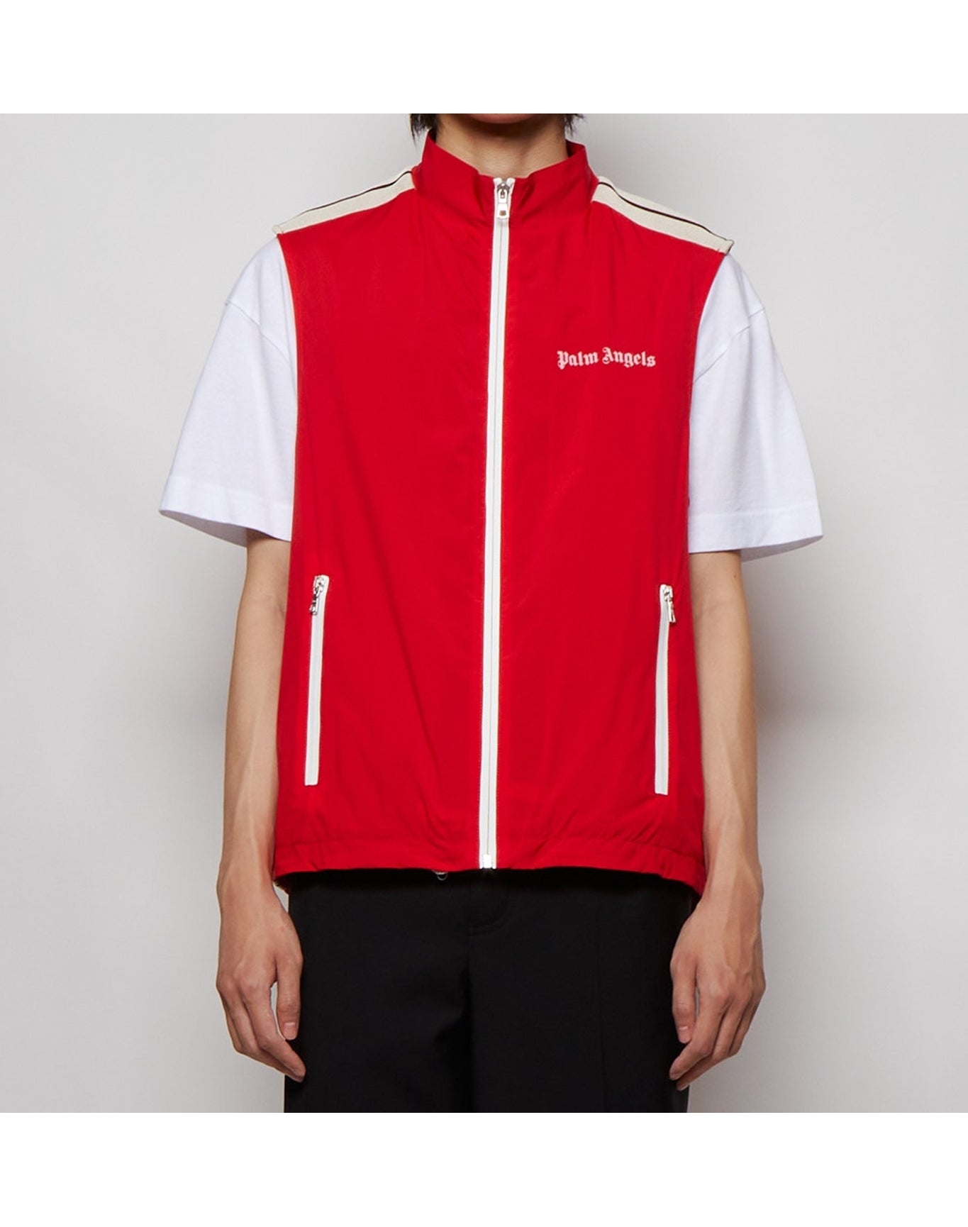 Palm Angels | Men | Striped Classic Logo Vest | Red x Off White