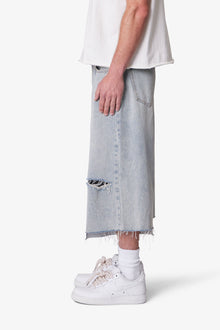 Paneled Denim Shorts | Washed Light Blue