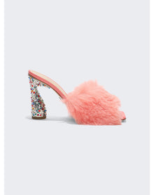 Paul Andrew | Women | Arc Fluffy Jeweled Mules | Blossom Pink