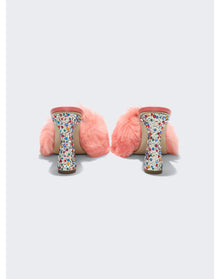 Paul Andrew | Women | Arc Fluffy Jeweled Mules | Blossom Pink