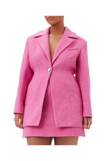 Pink Twill Wool Suiting Fitted Blazer | Fiji Flower