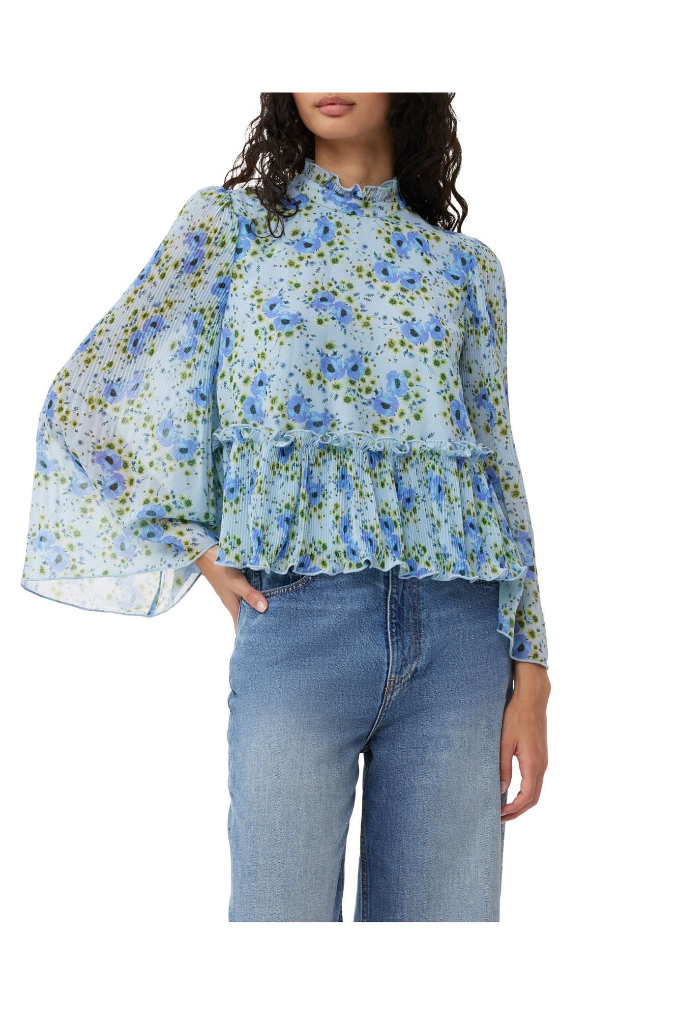 Pleated Georgette Blouse | Ice Water