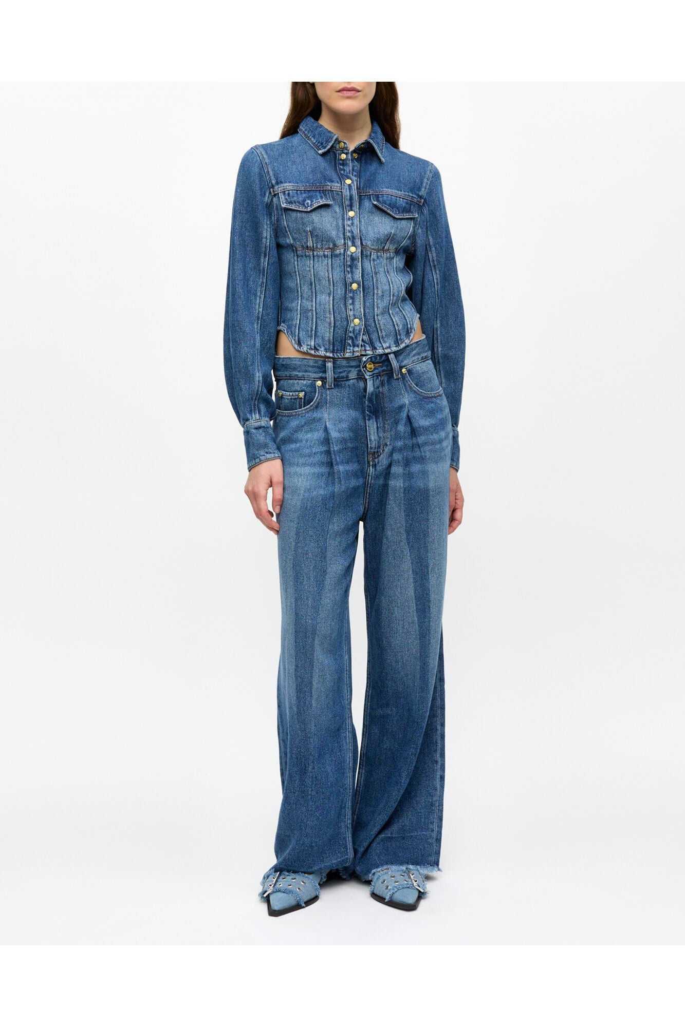 Pleated Jeans | Mid Blue Vintage
