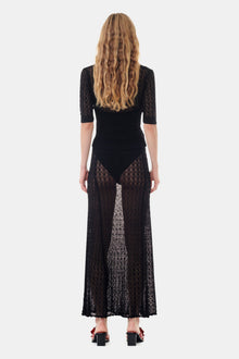 Pointelle Long Skirt | Black