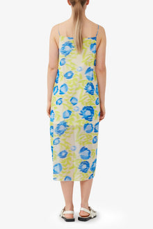 Printed Mesh Slip Dress | Strong Blue
