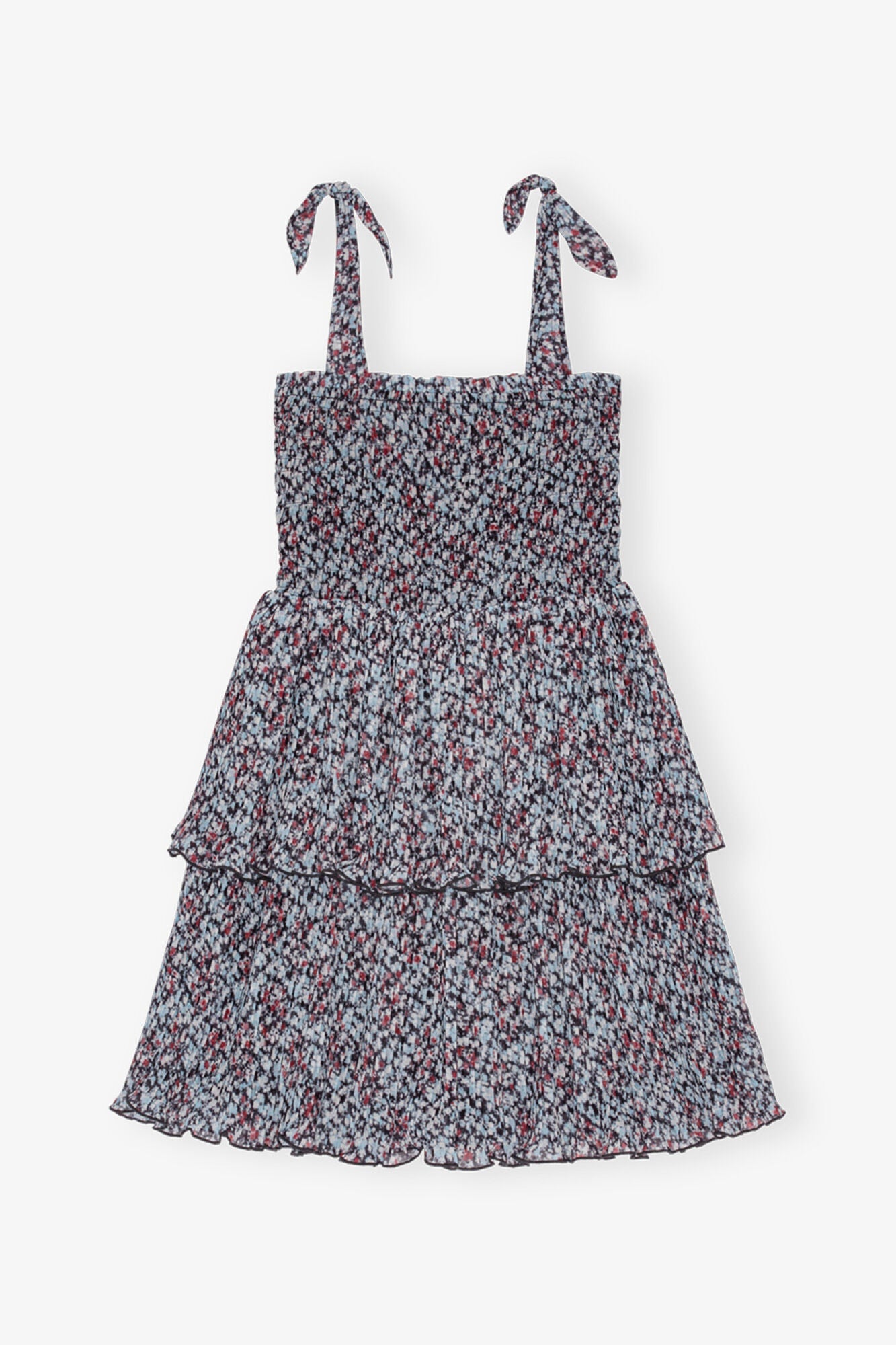 Printed Pleated Georgette Mini Dress | Phantom