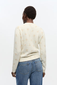Printed Wool Mix Cardigan | Antique White