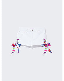 Pucci | Women | Side Tie Denim Shorts | White