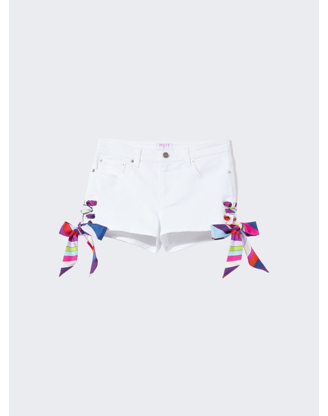 Pucci | Women | Side Tie Denim Shorts | White