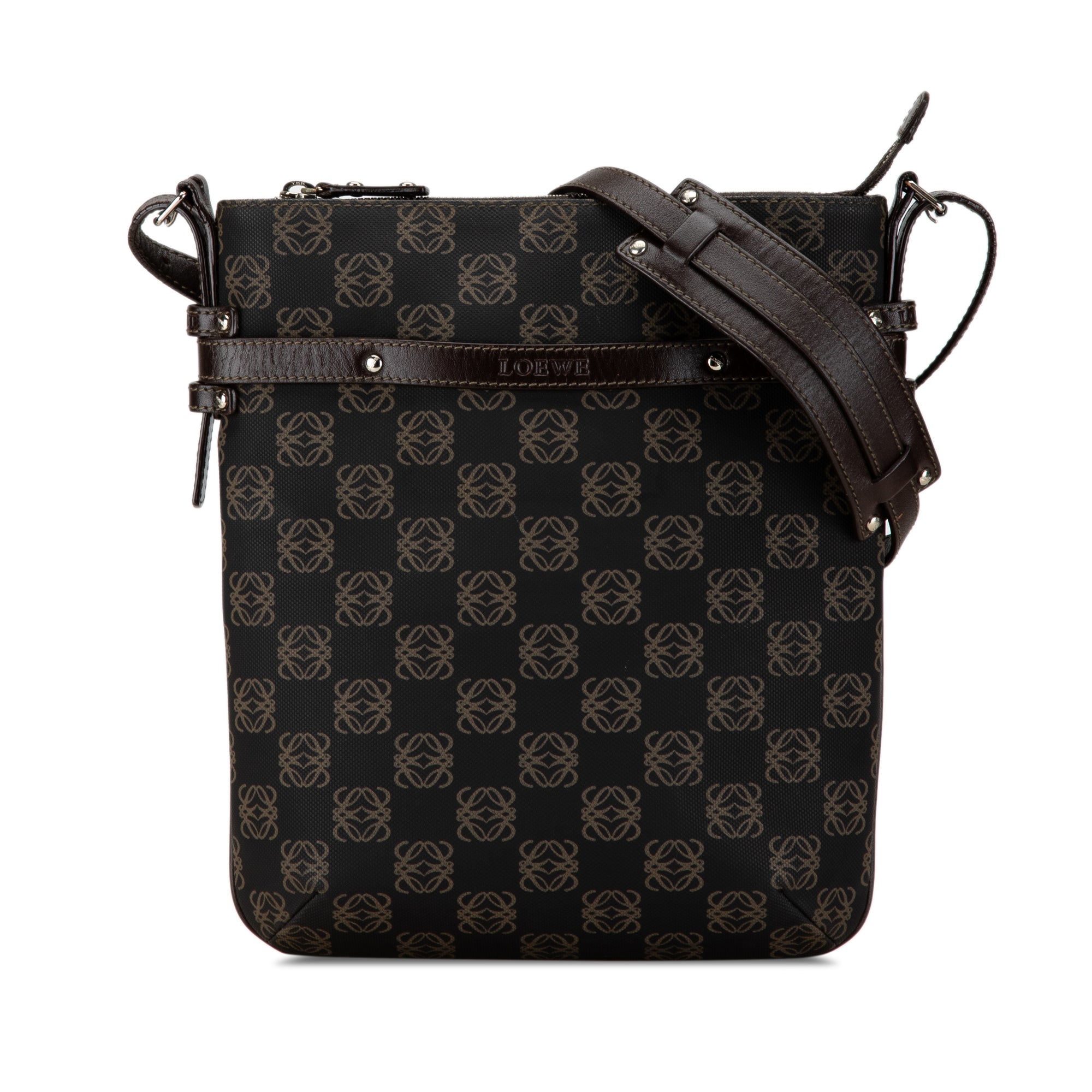 LOEWE | Pre-Owned Anagram Canvas Crossbody | Black