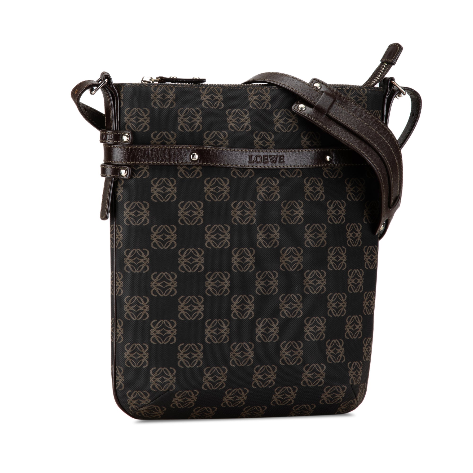 LOEWE | Pre-Owned Anagram Canvas Crossbody | Black
