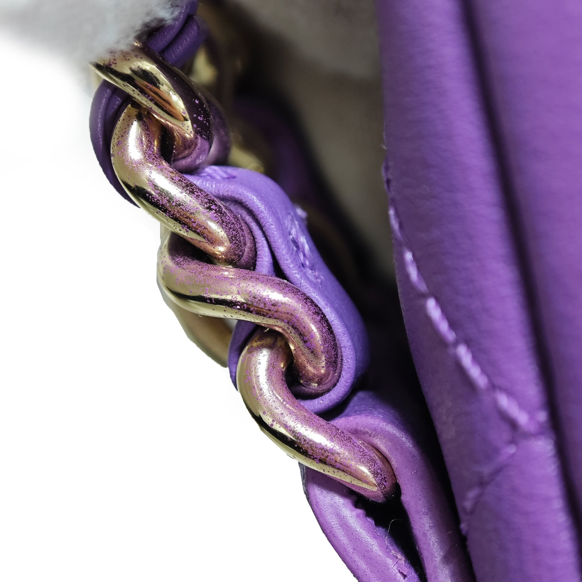 Chanel | Pre-Owned Mini Lambskin Triple Chain Full Flap | Purple