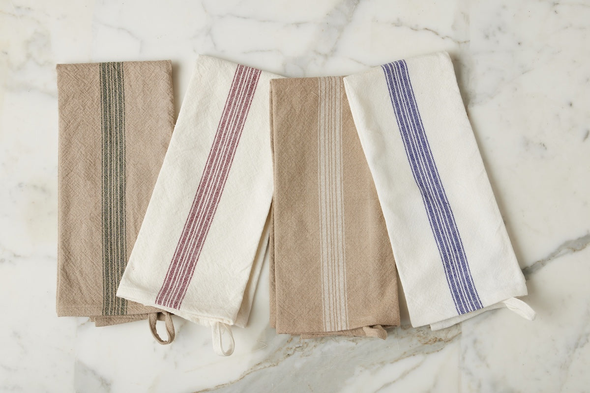 Kitchen Tea Towel | Vintage White Stripe | Set of 2