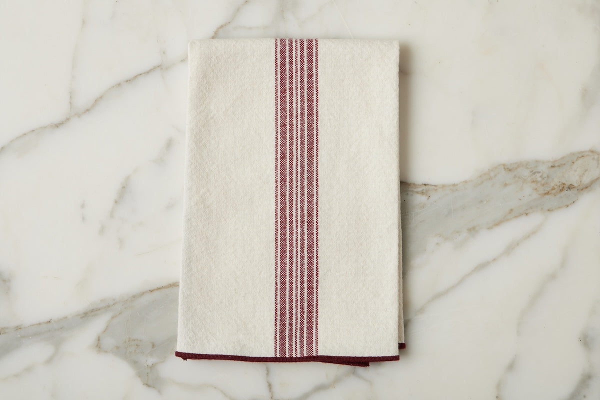 Dinner Napkins | Vintage Merlot Red Stripe | Set of 4