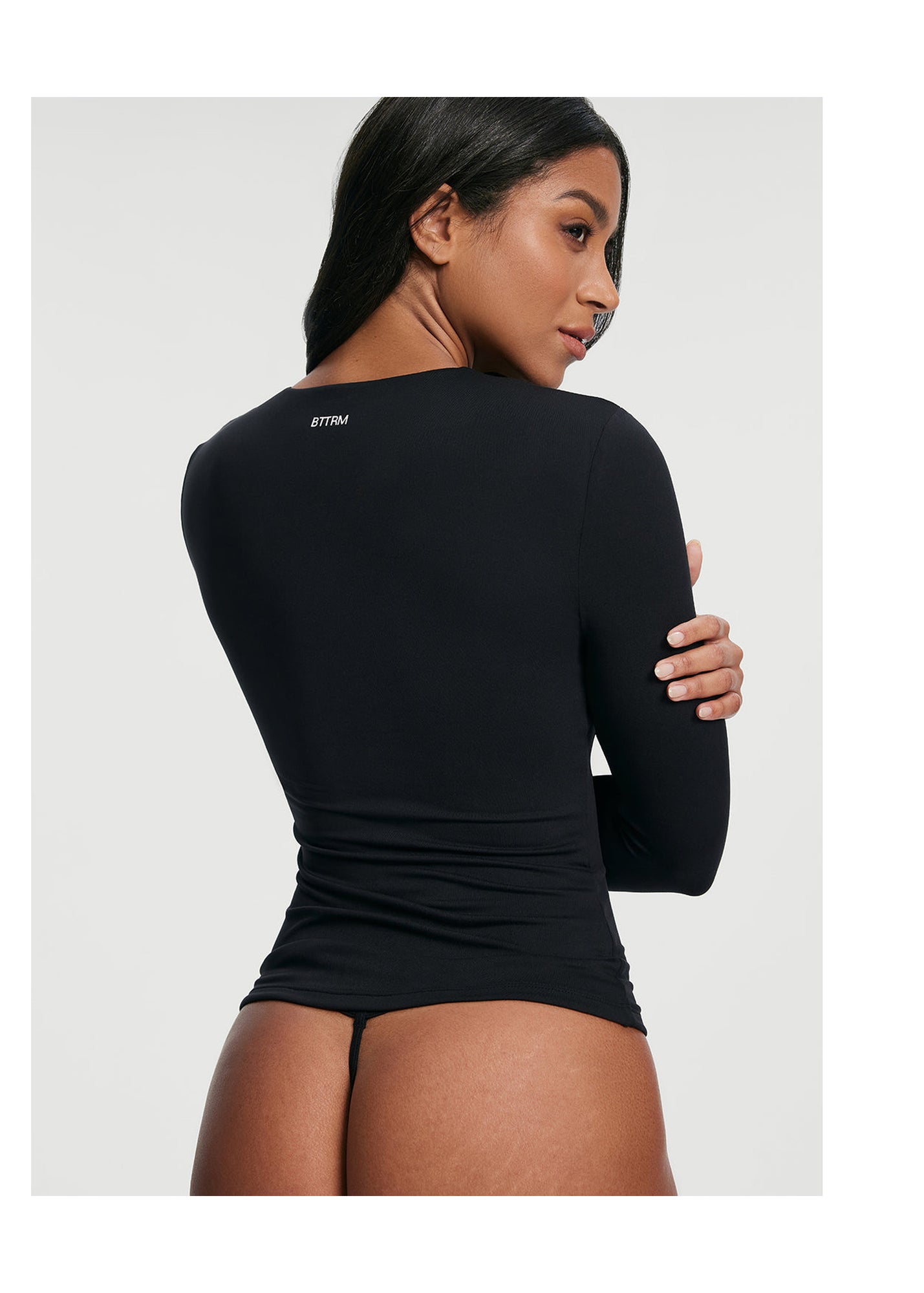 Quarter Zip Long Sleeve Top | Black