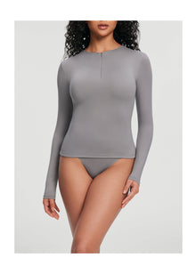 Quarter Zip Long Sleeve Top | Cool Gray