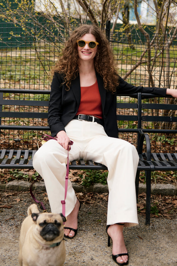 Front image of a woman wearing the Milo Jean in Tusk | Exclude