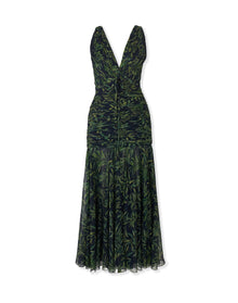Gathered V-Neck Midi Dress | Midnight Multi