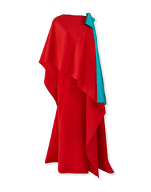 One Shoulder Cape Column Gown With Train | Herrera Red Mul