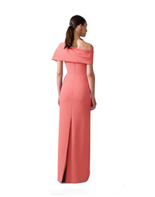 Draped Off Shoulder Column Gown | Sunset