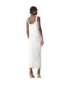 Thin Strap Sleeveless Tea Length Dress | White