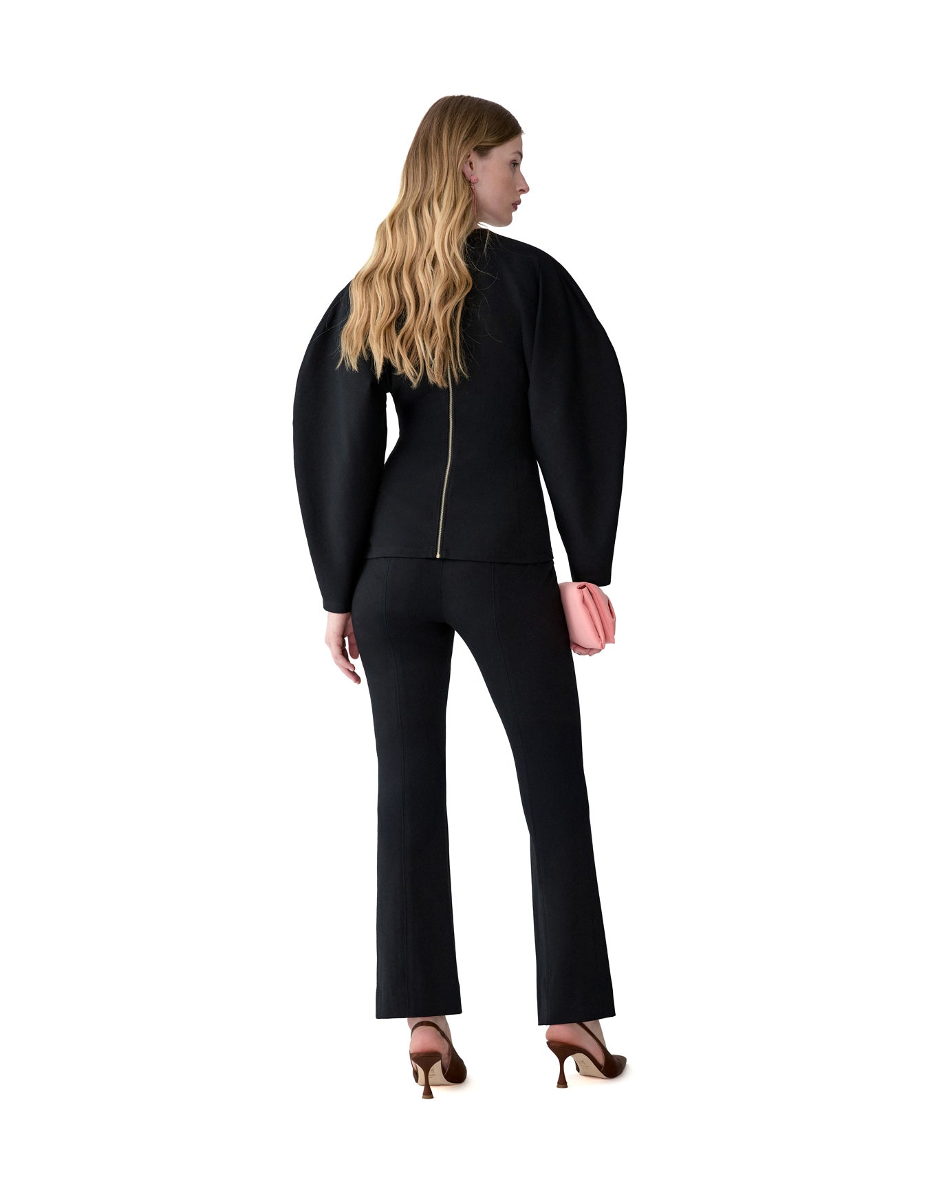 Arc Sleeve Crewneck Top | Black