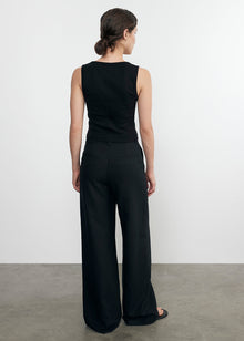supima baby rib cropped fitted u tank in black