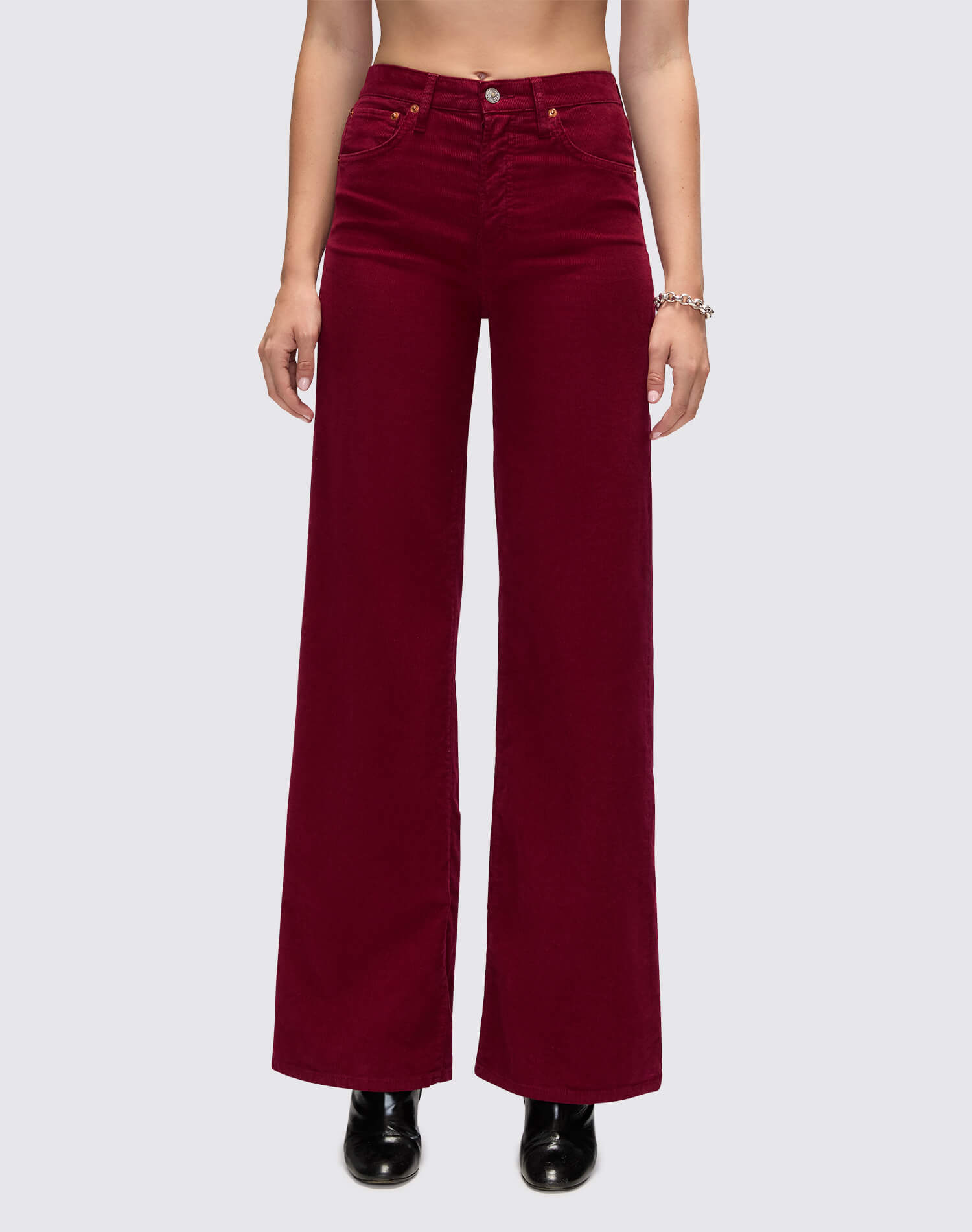 Womens | High Rise Wide Leg | Beet Cord