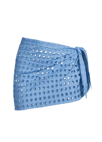 Womens | Eyelet Mini Wrap Pareo | Cornflower Blue