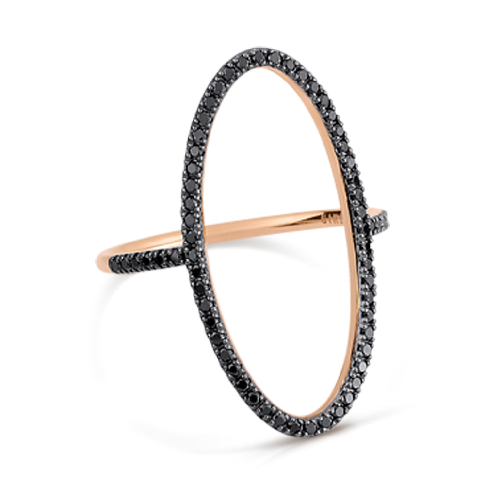 Ellipse Black Diamond Ring | 18K Rose Gold
