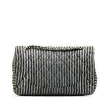 Chanel | Pre-Owned Medium Cotton Striped Double Flap | Blue