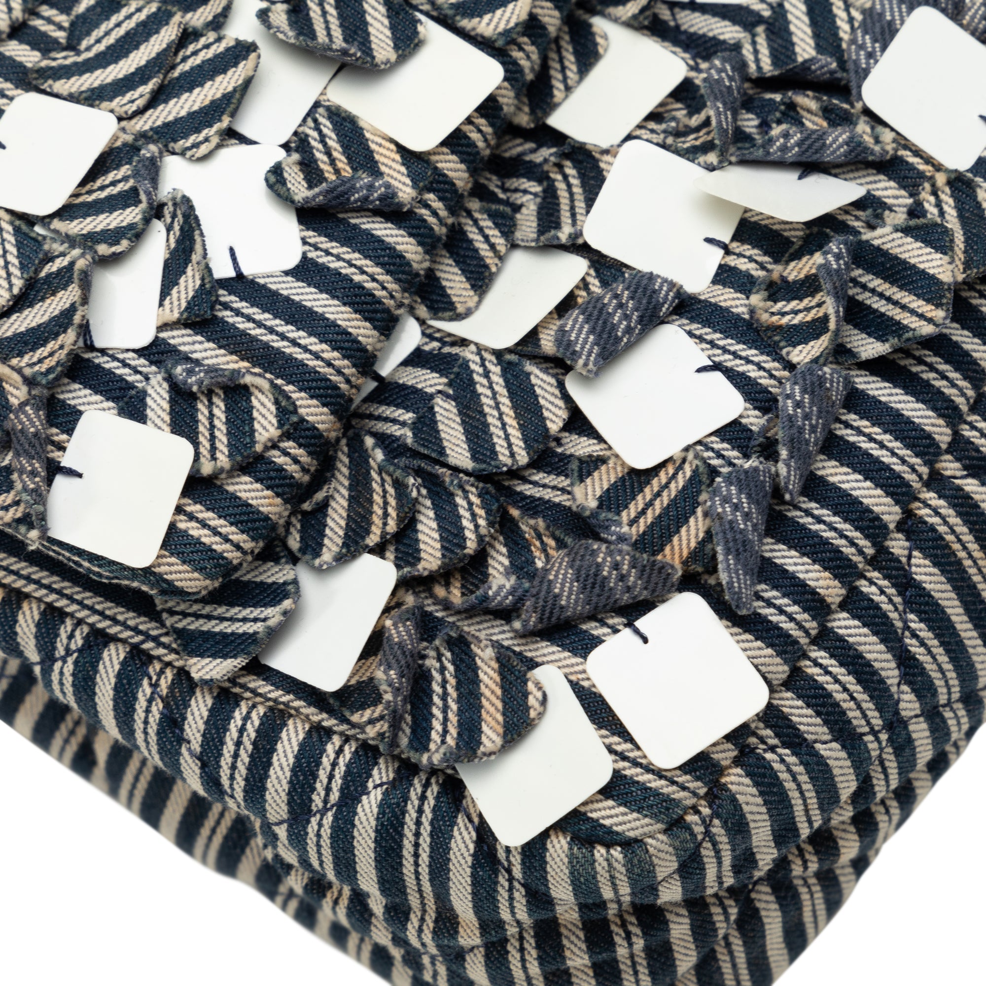 Chanel | Pre-Owned Medium Cotton Striped Double Flap | Blue