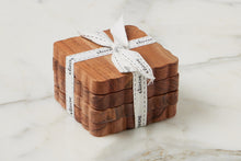 Scalloped Wood Coasters - Square | Natural | Set of 4