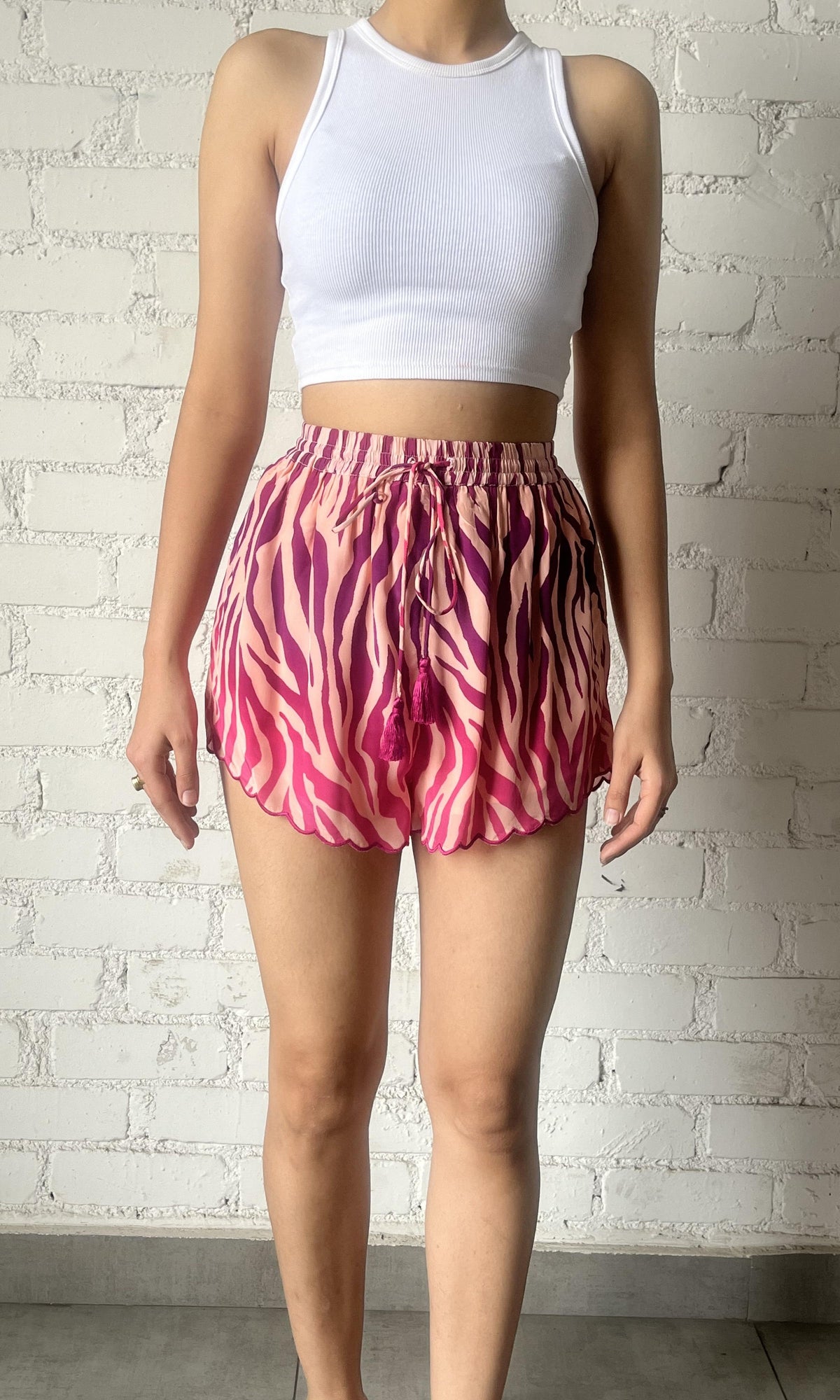 Womens | Aine Polyester Crepe Shorts | Purple Multi