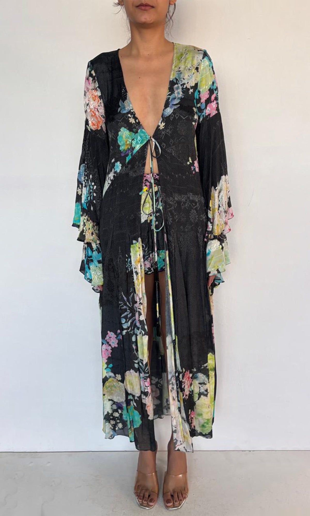 Womens | Aita Viscose Crepe Jacquard Cape | Black