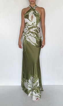 Womens | Avo Viscose Satin Maxi Dress | Green