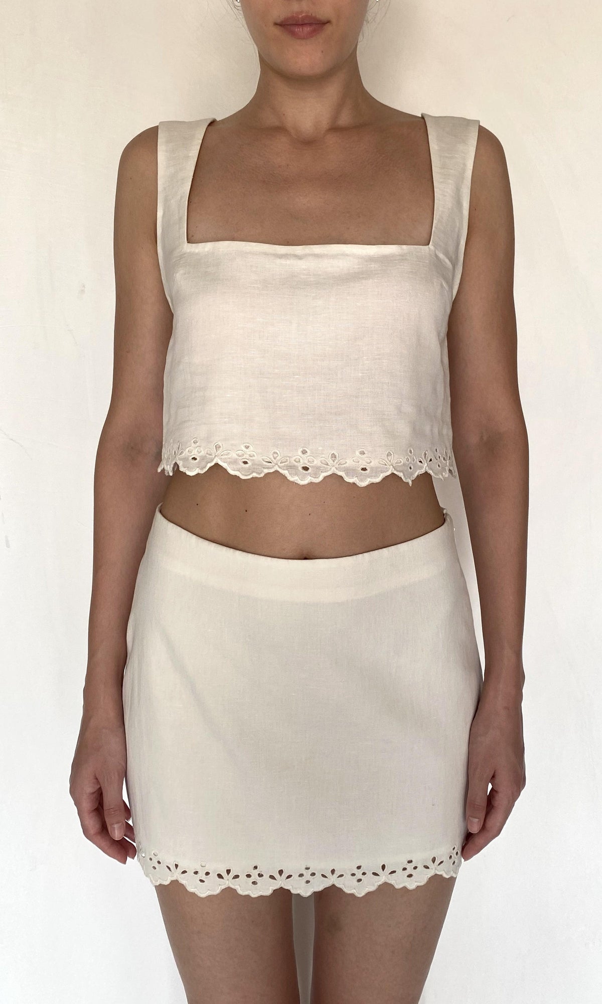 Womens | Bea Linen Cotton Mini Skirt | Ivory