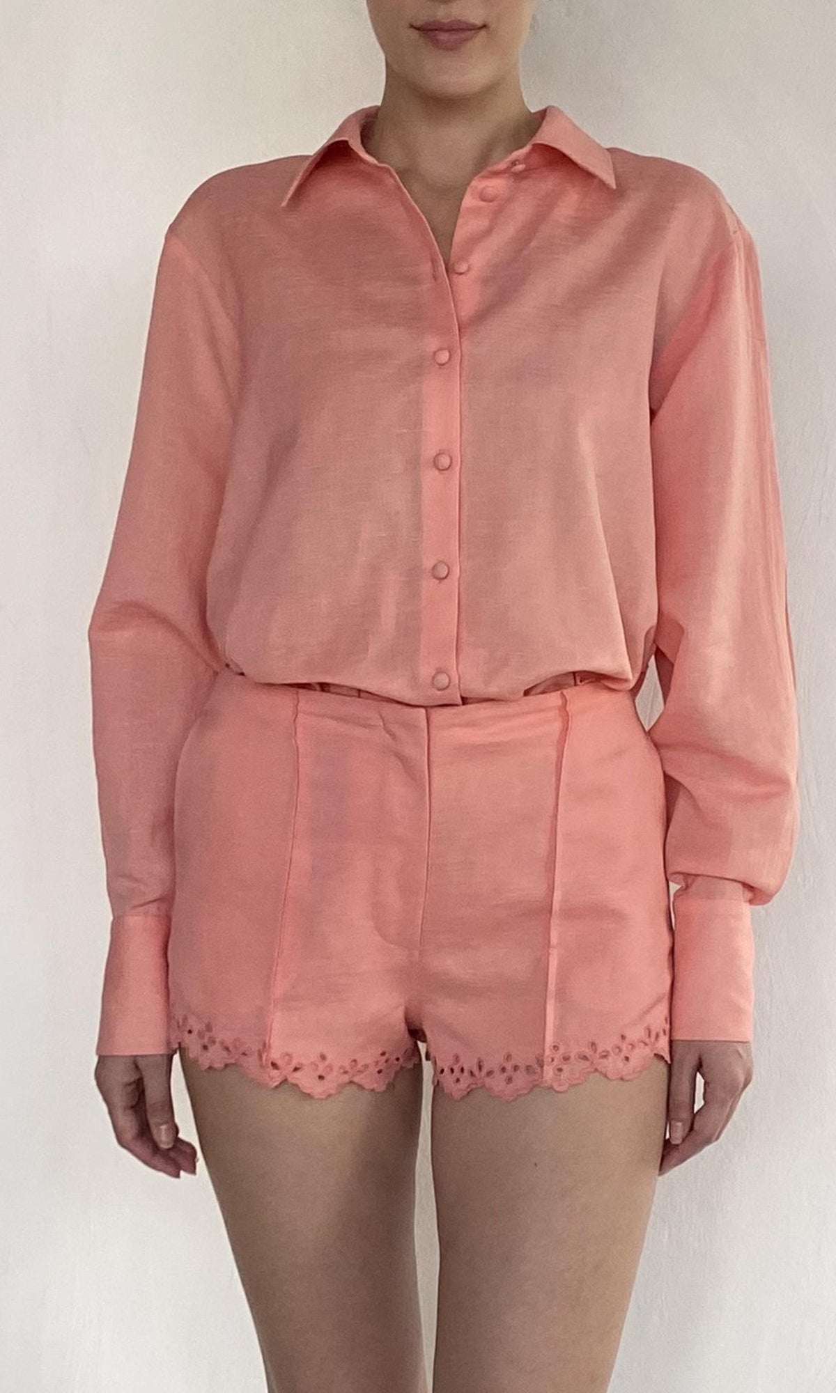 Womens | Bea Linen Cotton Shorts | Pink