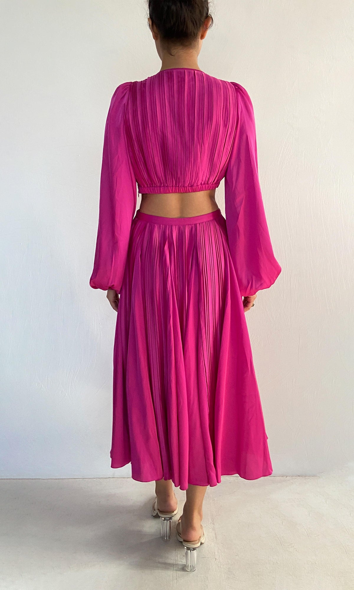 Womens | Bree Polyester Satin Midi Dress | Pink