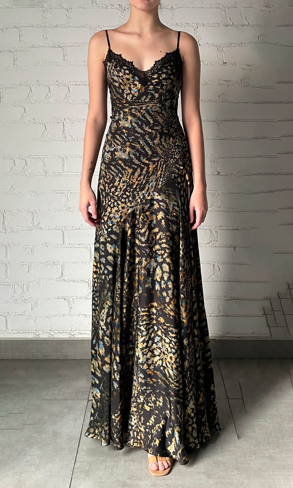 Rococo Sand | Capri Viscose Satin High Low Maxi Dress | Black Blue